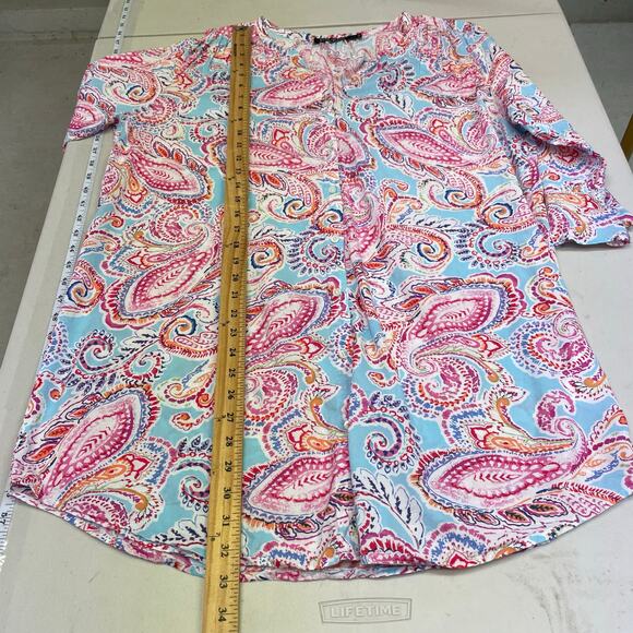 Lauren Ralph Lauren Colorful Paisley Button Down Blouse size Large - Picture 15 of 16